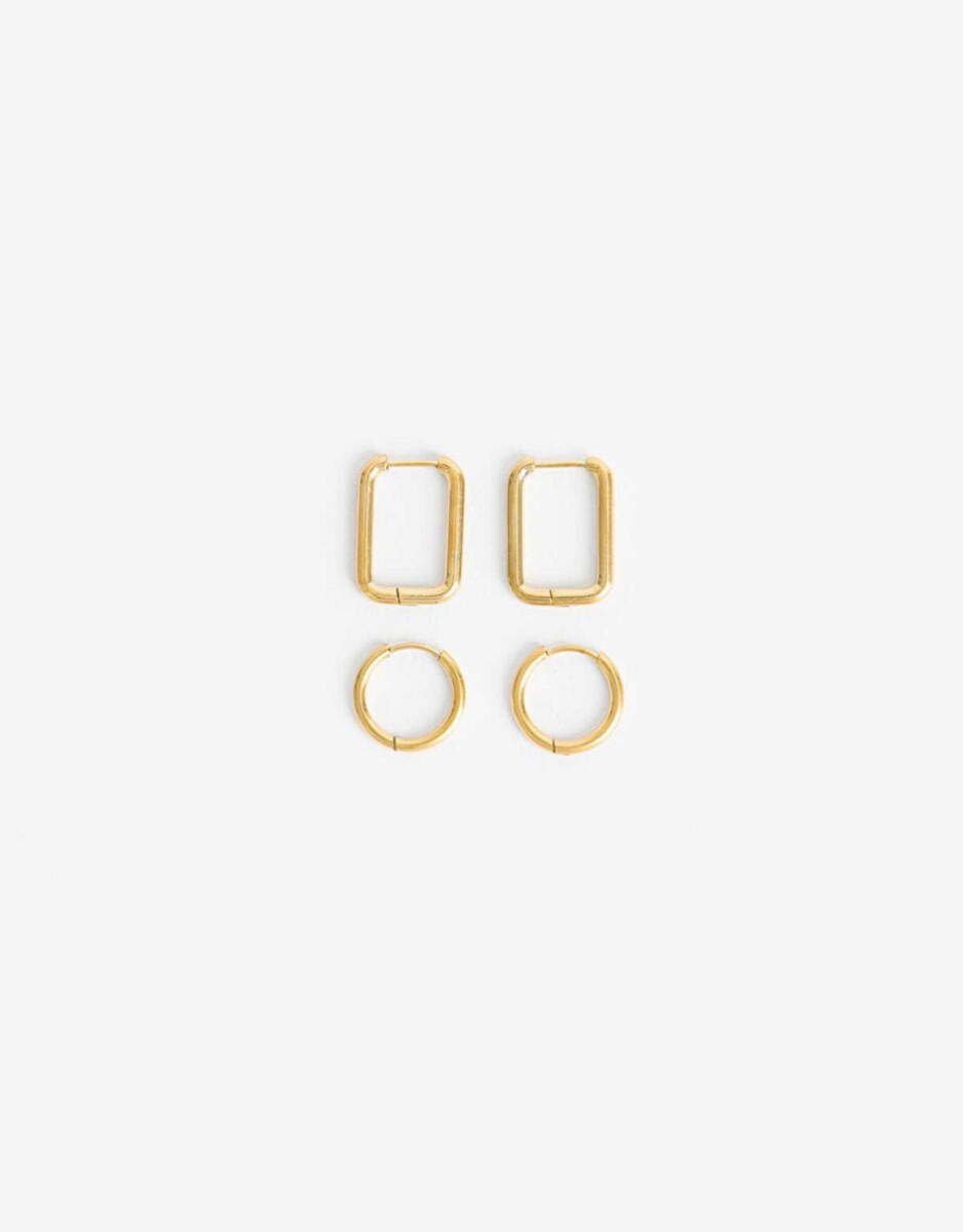 Aros Argollas Set Metal - Dorado 