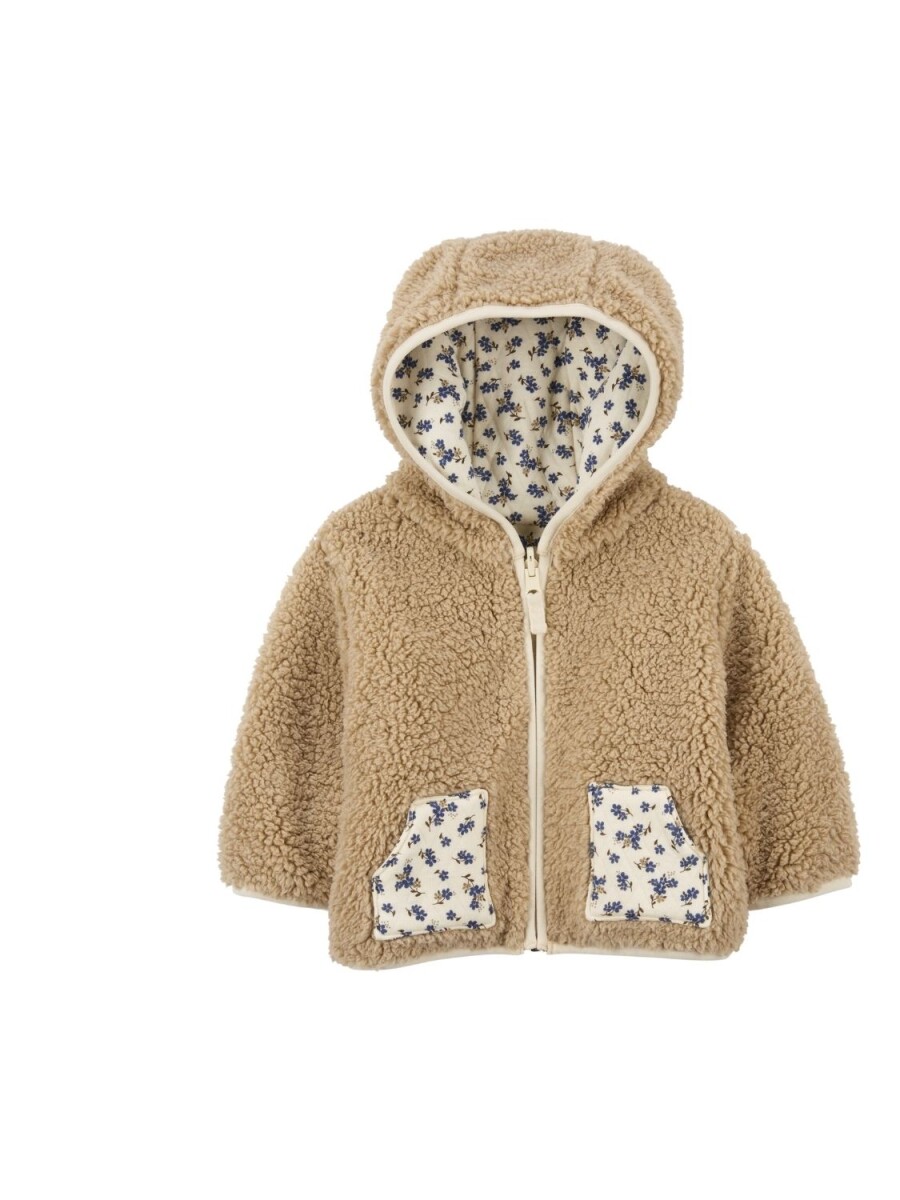 Campera Reversible Carters Floral y Sherpa - BEIGE 