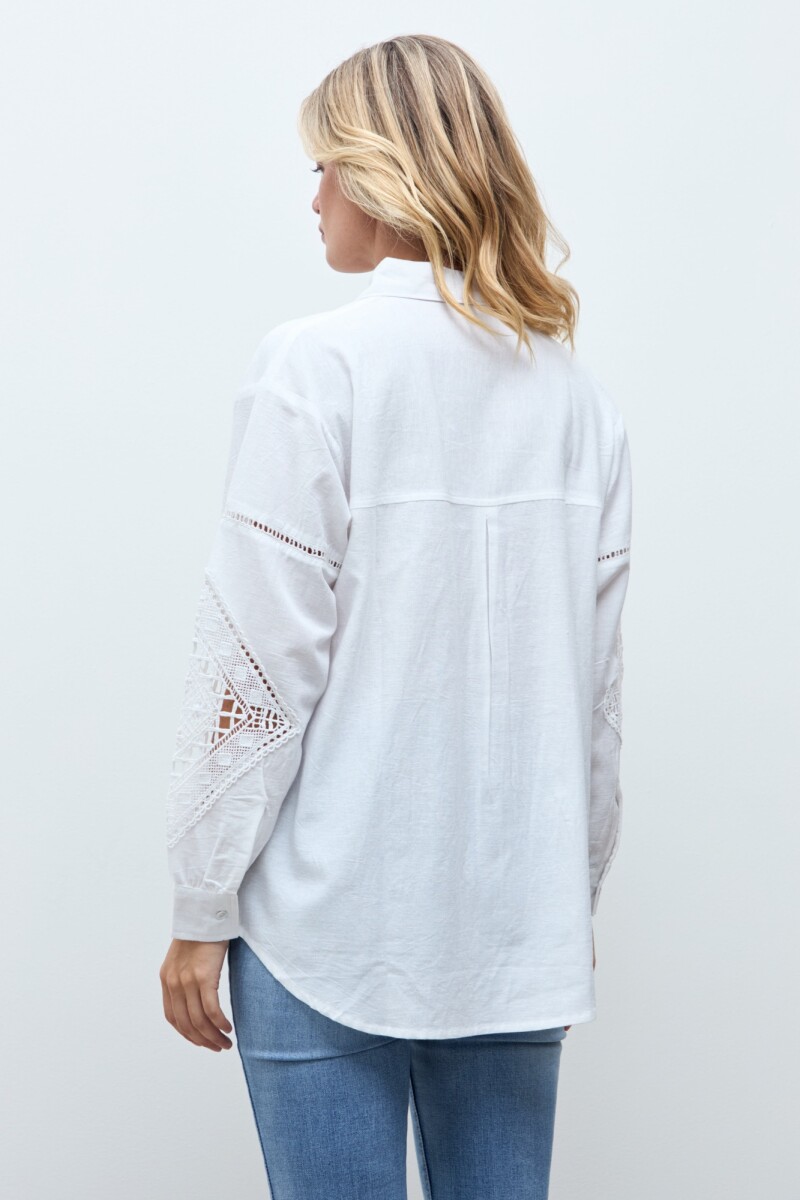 Camisa mangas caladas blanco