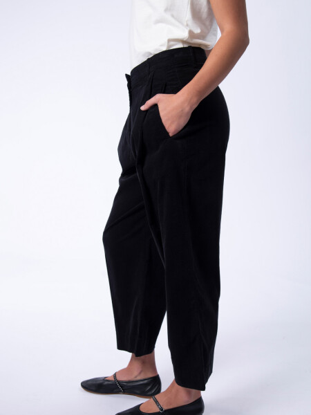 Pantalón de micropana ancho pinzas Negro
