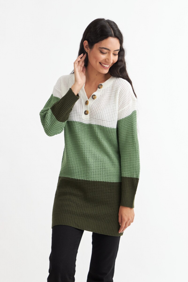 Sweater franjas horizontales - Verde 