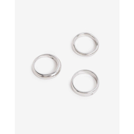 Set De Anillos Metal Plateado Rodio