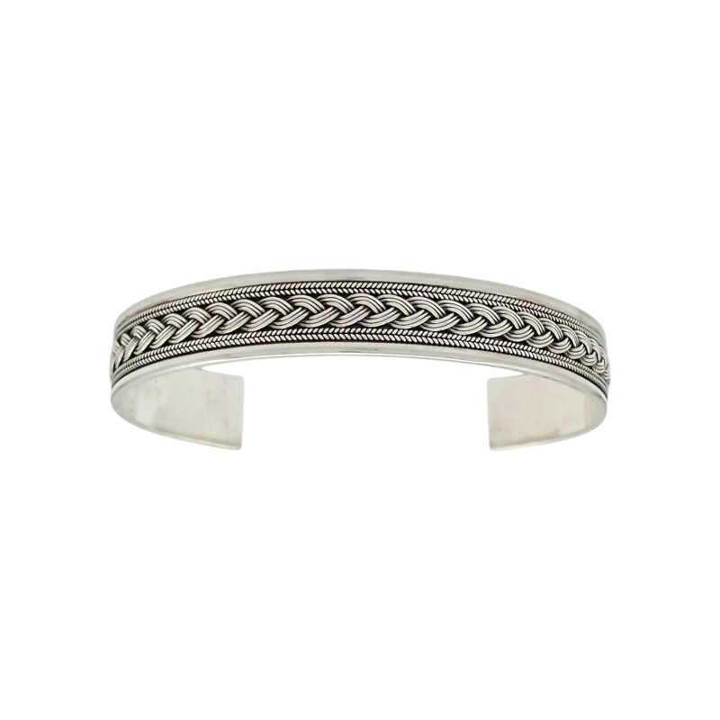 Brazalete trenzado con borde-Plata 925-Sin Piedra-BR3011 sinpiedra