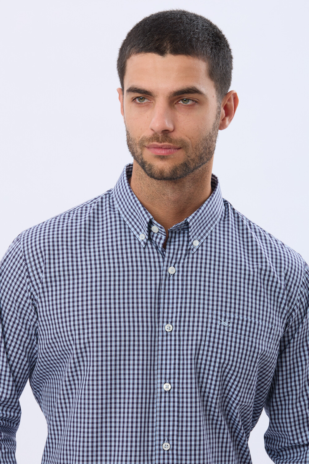 CAMISA SPORT A CUADROS Celeste