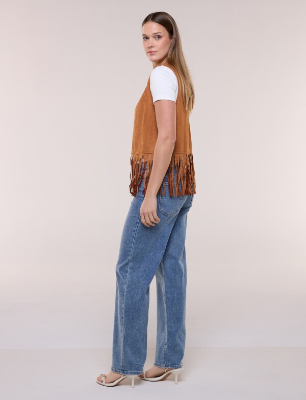 Chaleco Suede Con Tachas Y Flecos TOSTADO