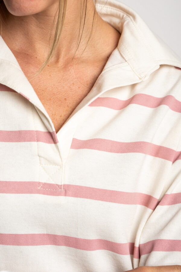 Sweater Cuello Polo Rosa