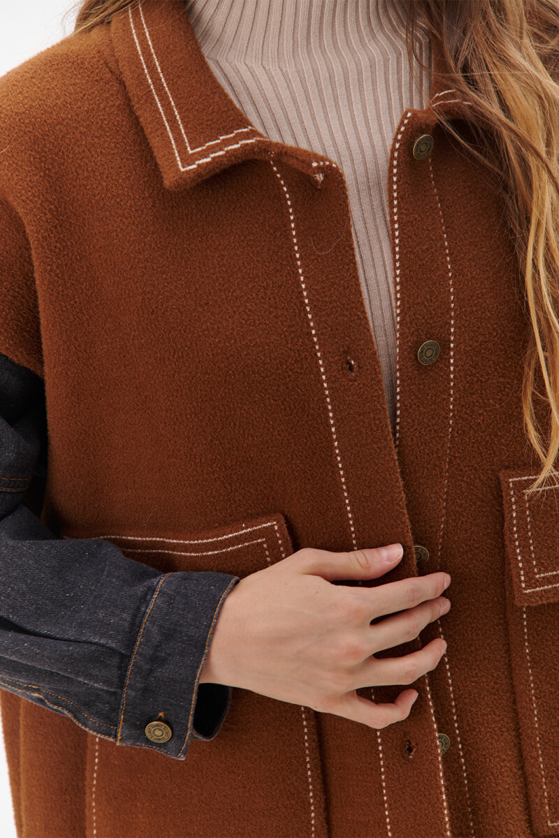 CAMPERA DENIM MESH CARAMELO