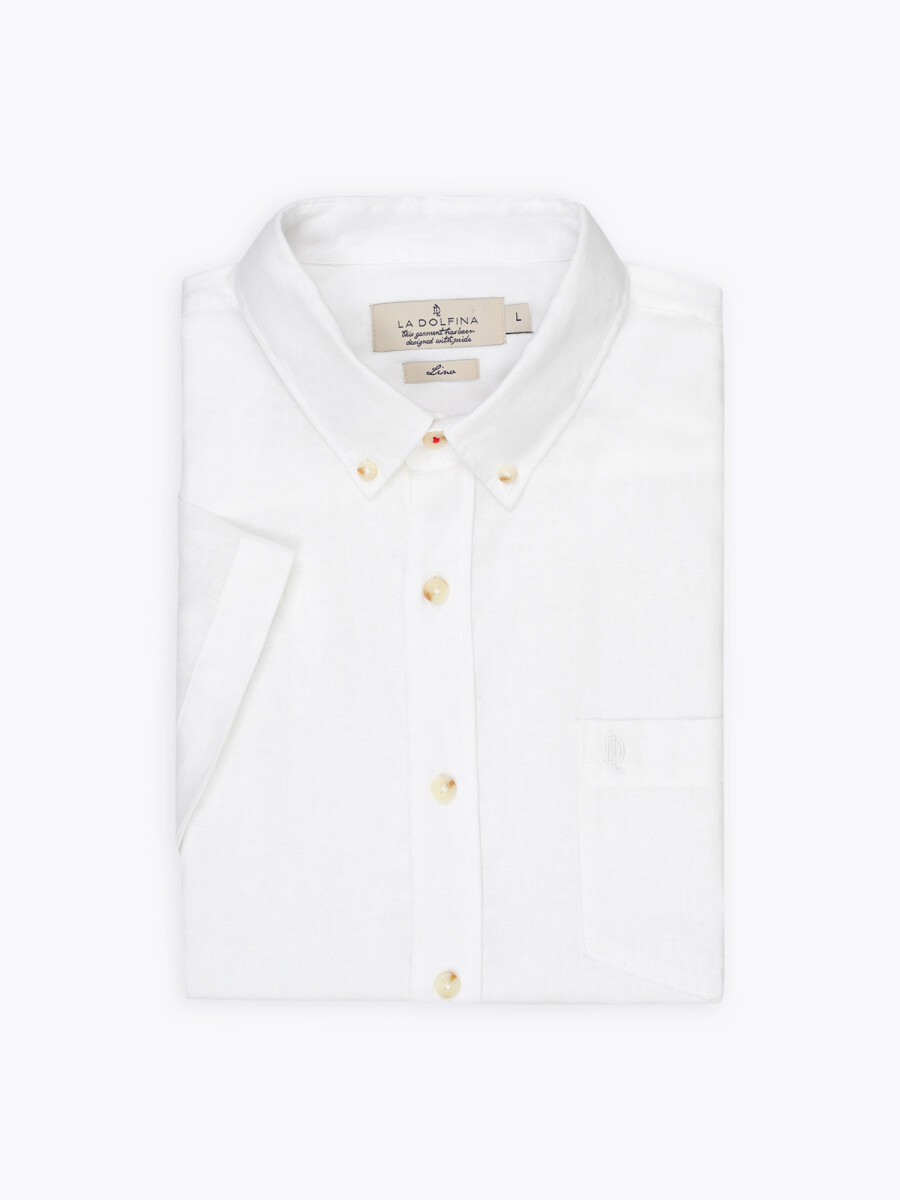 Camisa lino lisa - blanco 