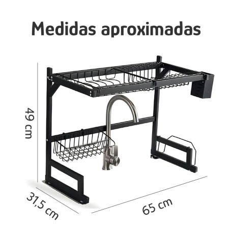 Escurridor de Platos Acero Inox Sobre Fregadero 65x31x49cm Negro
