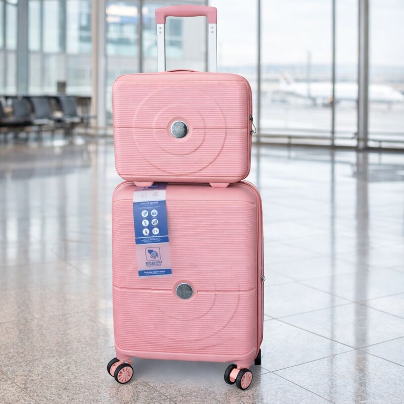 Set Valijas De Viaje Rígidas 2 Piezas Carry On 14” Y Valija 20” Rosa Viejo