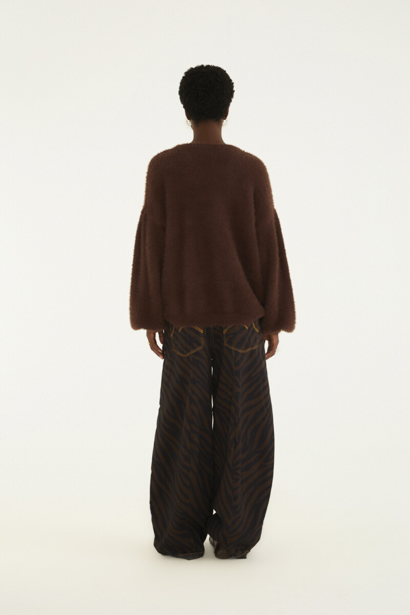 PANTALON DENIM ESTAMPADO Marron