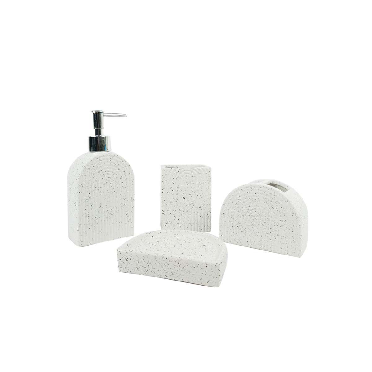 Set 4 Piezas De Cerámica Para Baño - Blanco 