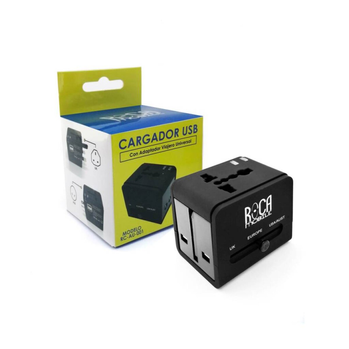 CARGADOR VIAJERO INTELIGENTE STANDARD "ROCA" 2.1A/2 USB CON ADAPTADOR UNIVERSAL 