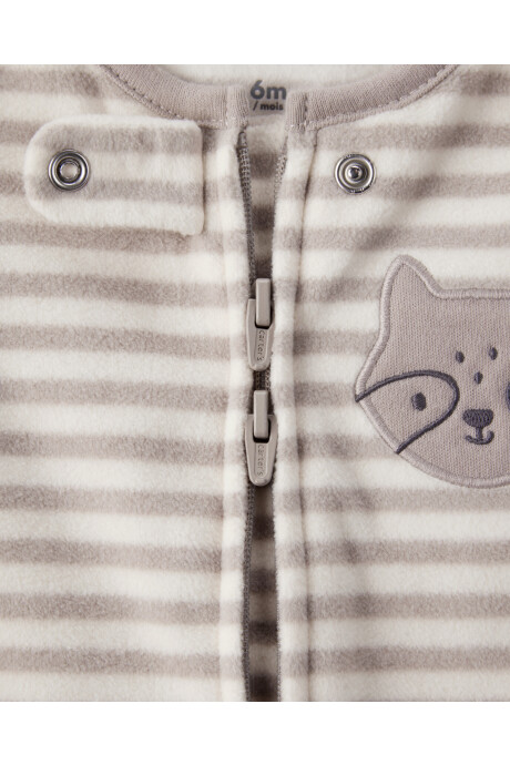 Pijama una pieza de micropolar, con pie, diseño a rayas Sin color