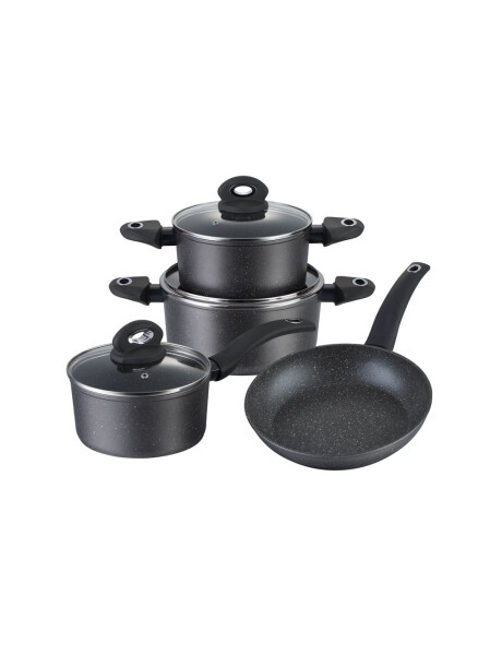 BATERIA DE COCINA 7PZAS ANTIADHERENTE ALUM. GRANITO GRIS BATERIA DE COCINA 7PZAS ANTIADHERENTE ALUM. GRANITO GRIS