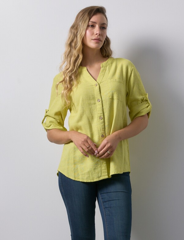 Blusa Lino Botones VERDE