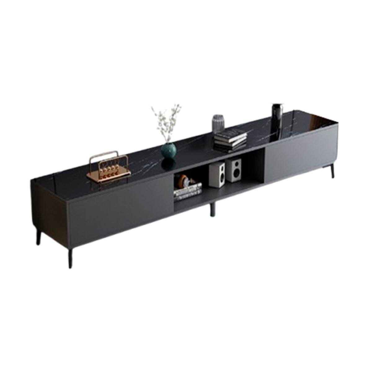 Rack TV Minimalista 160cm 2 Puertas 1 Estante 1009-2 - NEGRO 