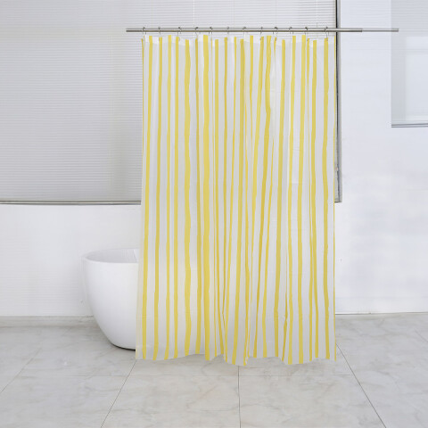 Cortina Baño Bukara con Argollas 180 x 180 cm 8043 RAYAS MOSTAZA