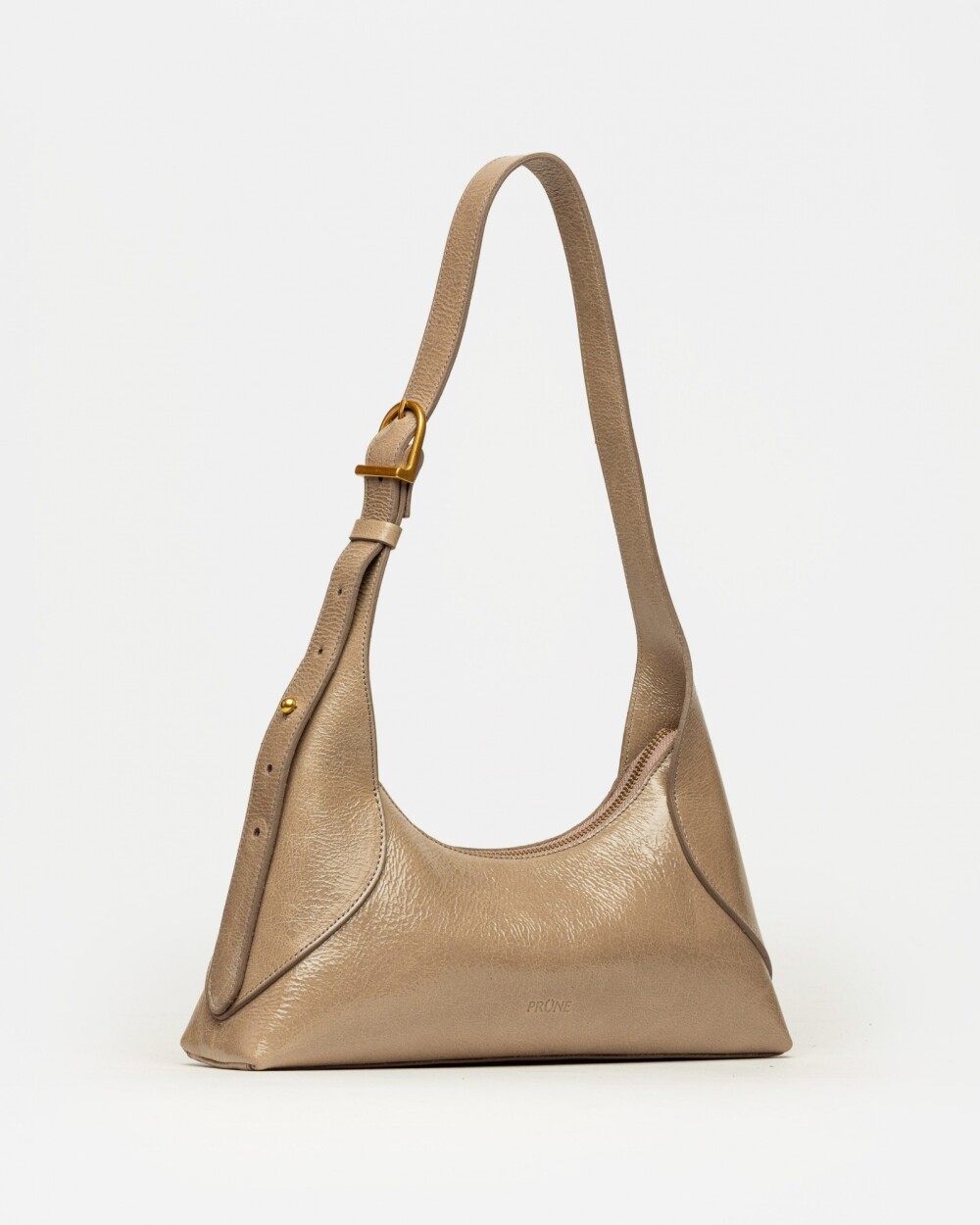 Cartera al hombro Windsor en cuero arrugado Taupe