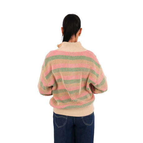 Buzo Rhythm Estelle Quarter Zip Striped Knit Multicolor