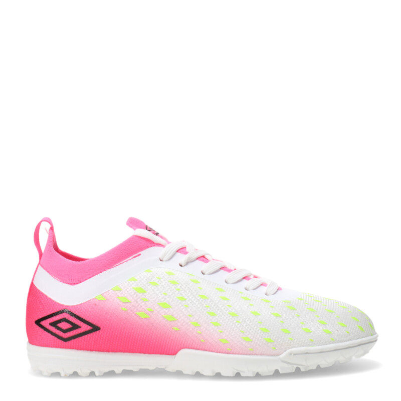 Championes de Niños Umbro Fútbol 5 Limit TF Blanco - Rosado - Amarillo Lima
