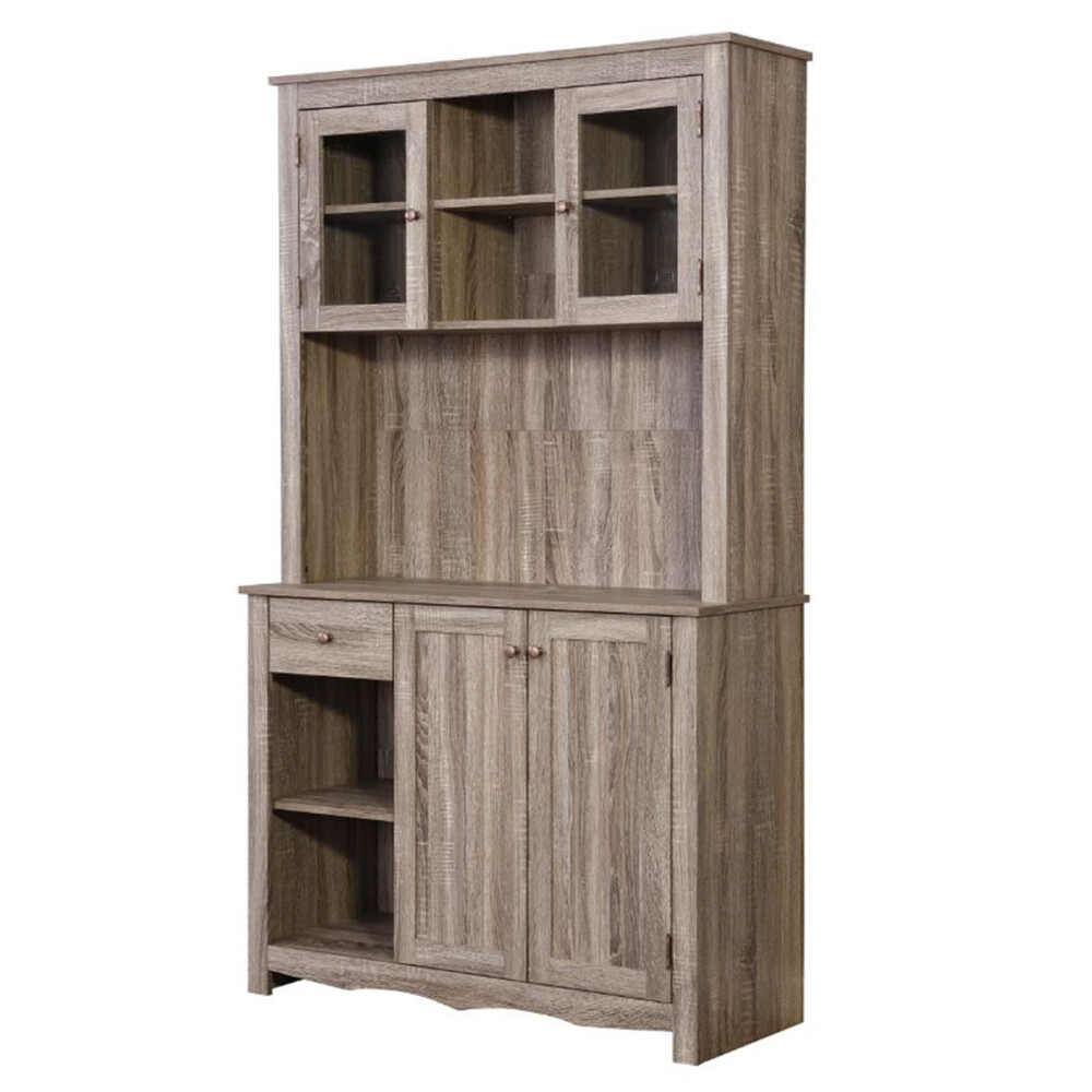 CRISTALERO 4 PUERTAS ARMARIO DE COCINA MODULAR APARADOR ALACENA BUFFET COLOR MADERA