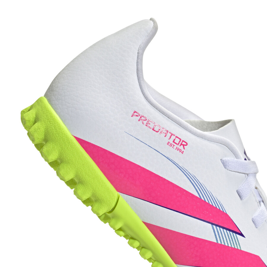 Championes de Fútbol 5 Infantiles Adidas Predator Club Blanco - Rosado - Amarillo Lima