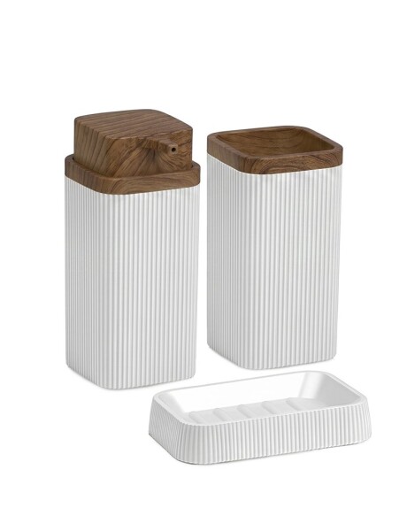 SET 3PCS BAÑO STELLA PP C/MADERA BLANCO SET 3PCS BAÑO STELLA PP C/MADERA BLANCO