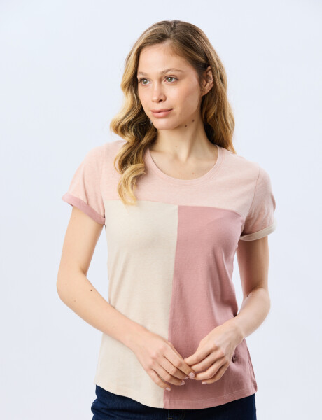 REMERA COMBINADA DE ALGODÓN Coral