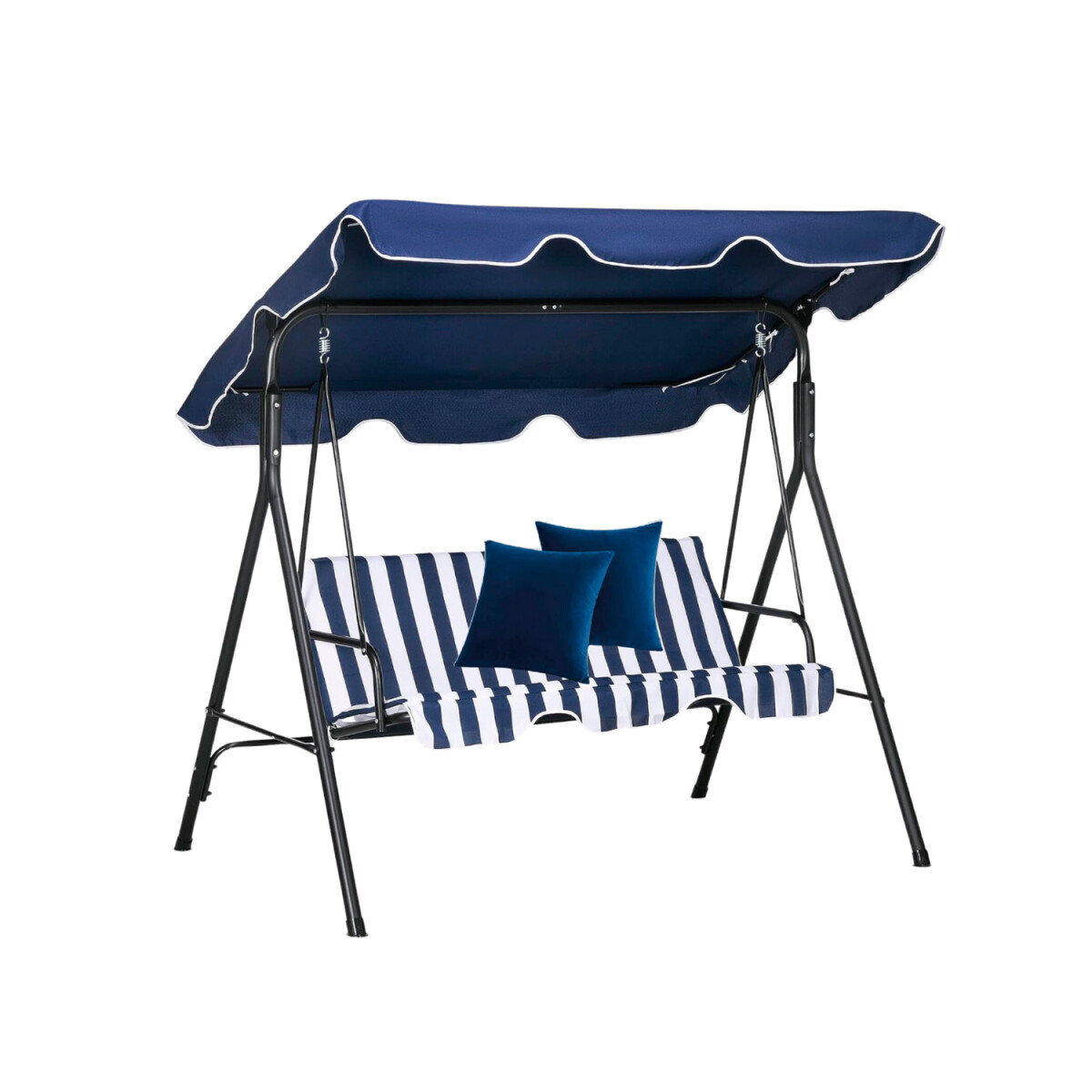 Hamaca Jardín Lumax con Toldo Hierro Exterior - Azul/Blanco 