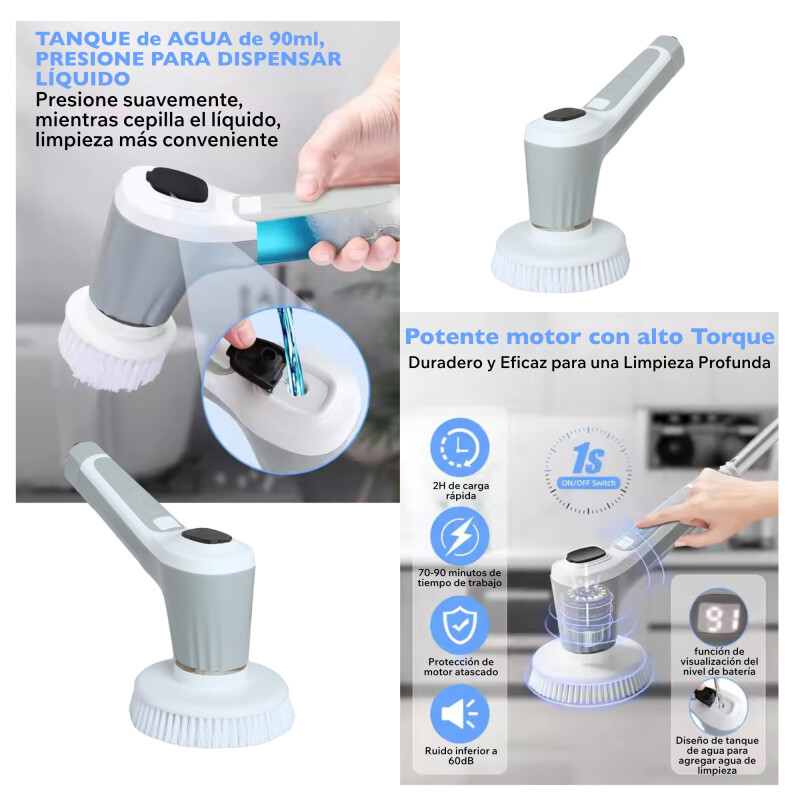 Cepillo electrico inalambrico recargable hogar cocina baño set accesorios Mango Largo Spray Sin Color