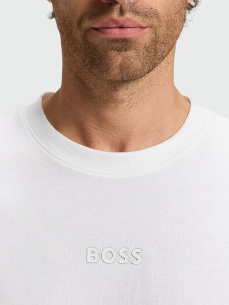 BOSS - Remera de Punto con Logo Blanco