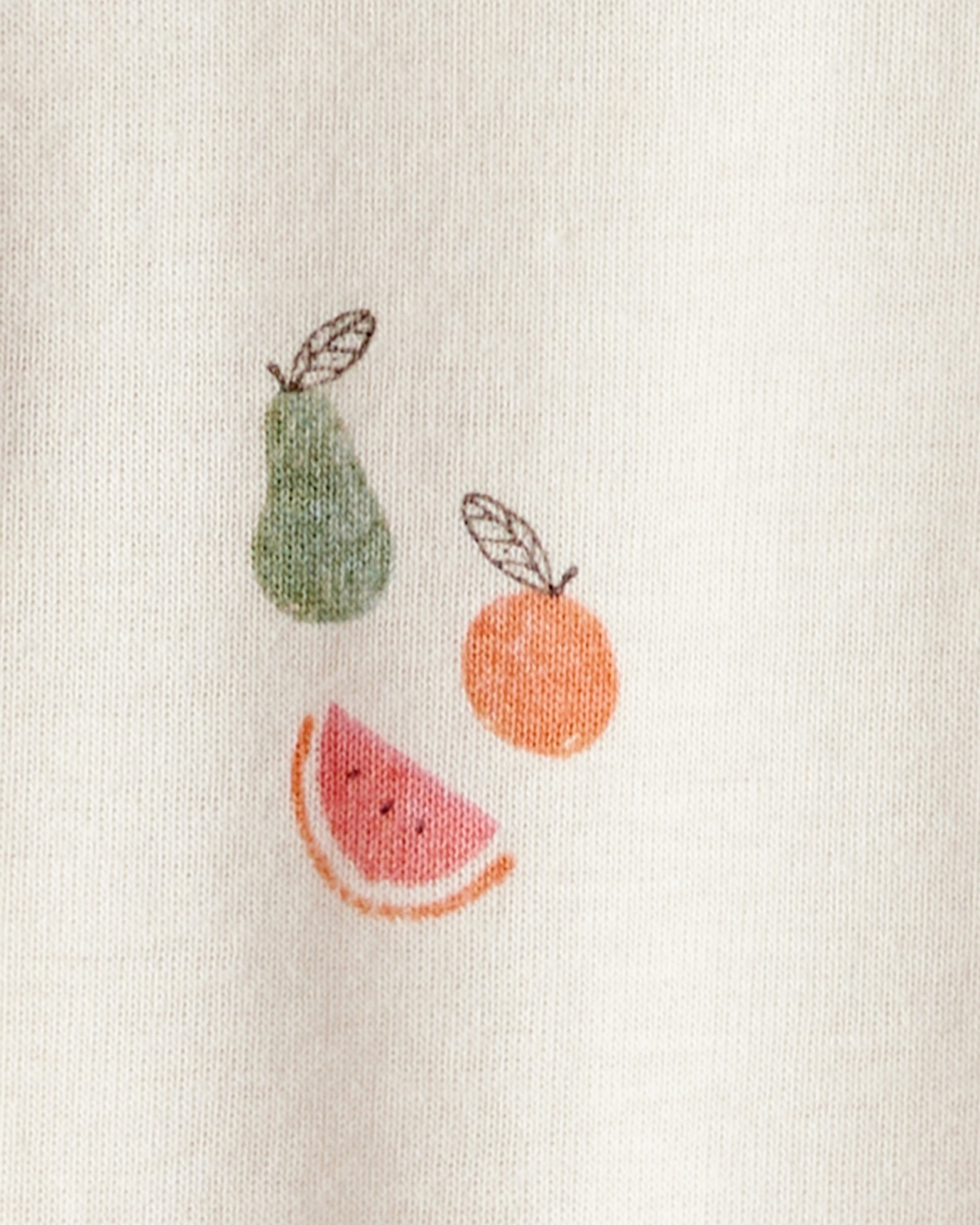 Pijama una pieza de algodón orgánico con pie, diseño frutal Sin color