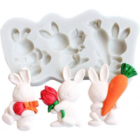 Molde de Silicona Forma de Conejo x3 Molde de Silicona Forma de Conejo x3