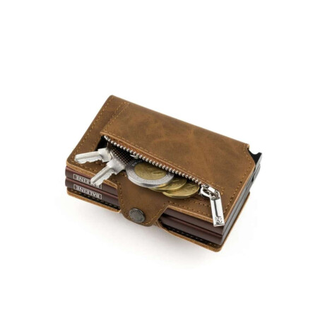 Billetera Baleine Double Kansas Zipper Ligth Brown