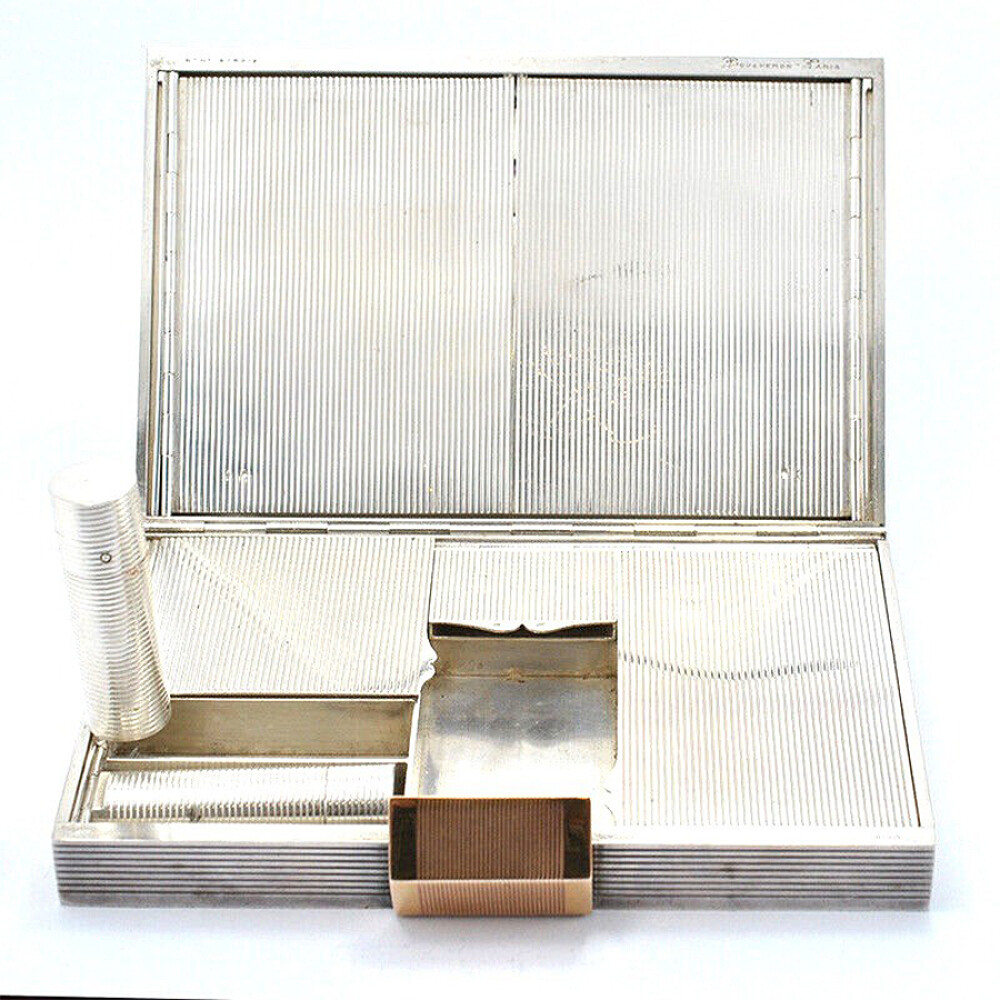 Caja Cartera Estuche De Belleza Cosmetica Boucheron Paris De Plata, Oro Y Rubies. Art Deco. Hermosa!! Caja Cartera Estuche De Belleza Cosmetica Boucheron Paris De Plata, Oro Y Rubies. Art Deco. Hermosa!!