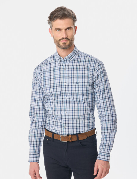 CAMISA CUADROS Celeste
