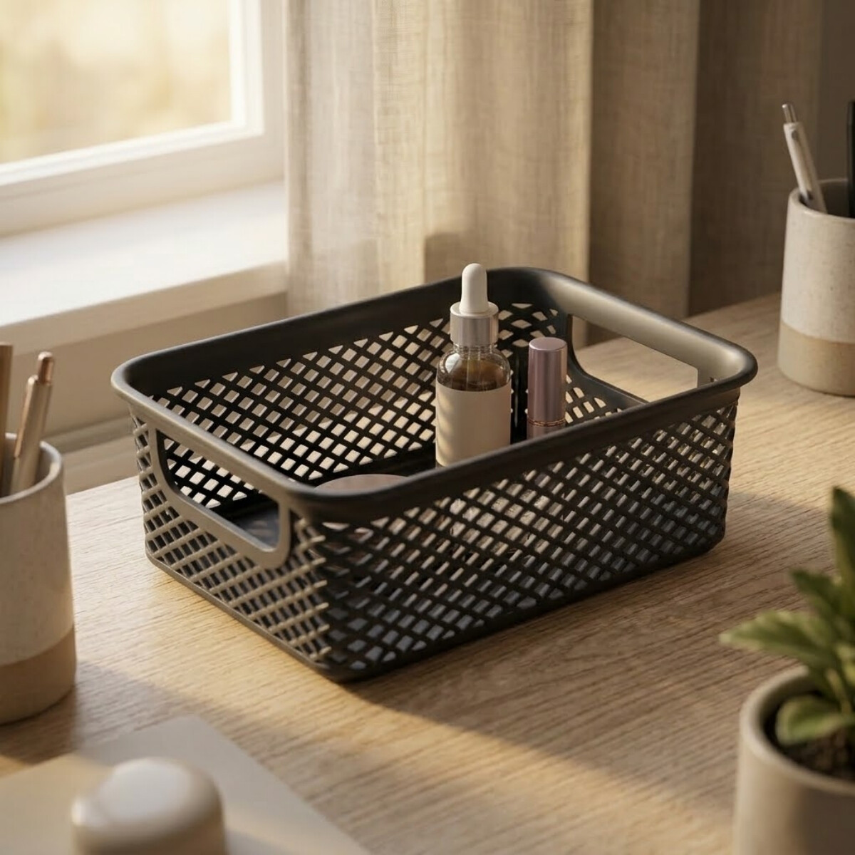 Cesto organizador calado línea P - NEGRO 