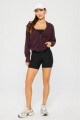 Polera Cloud Jersey Full Zip Hoodie Mujer Oxblood Heather