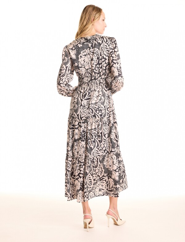 Vestido Maxi Printed NEGRO/BEIGE