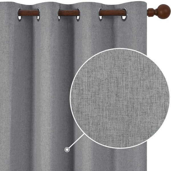 Cortina Blackout 100% Engomada Termica Set 2 Paños Tipo Lino Variante Color Gris Oscuro