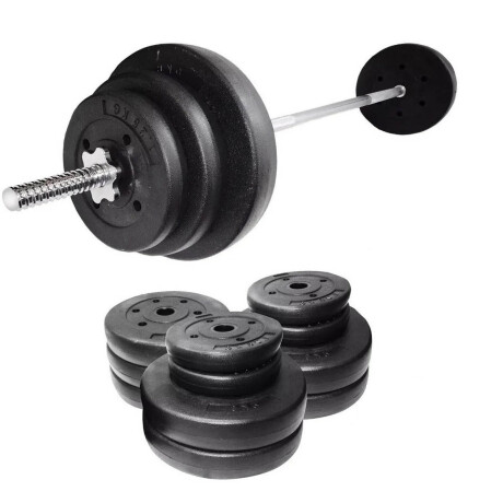 Set Barra Maciza 1.80m +50kg Discos Pesas Importado 8x5kg + 4x2.5kg