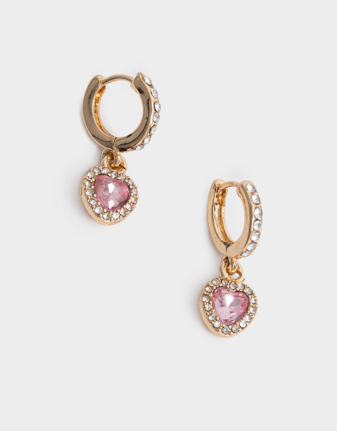 Aros Argollas Con strass Argollas Strass Corazón - Dorado