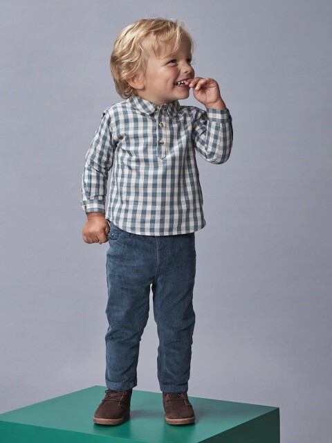 Pantalon 5 Bolsillos De Pana Petroleo