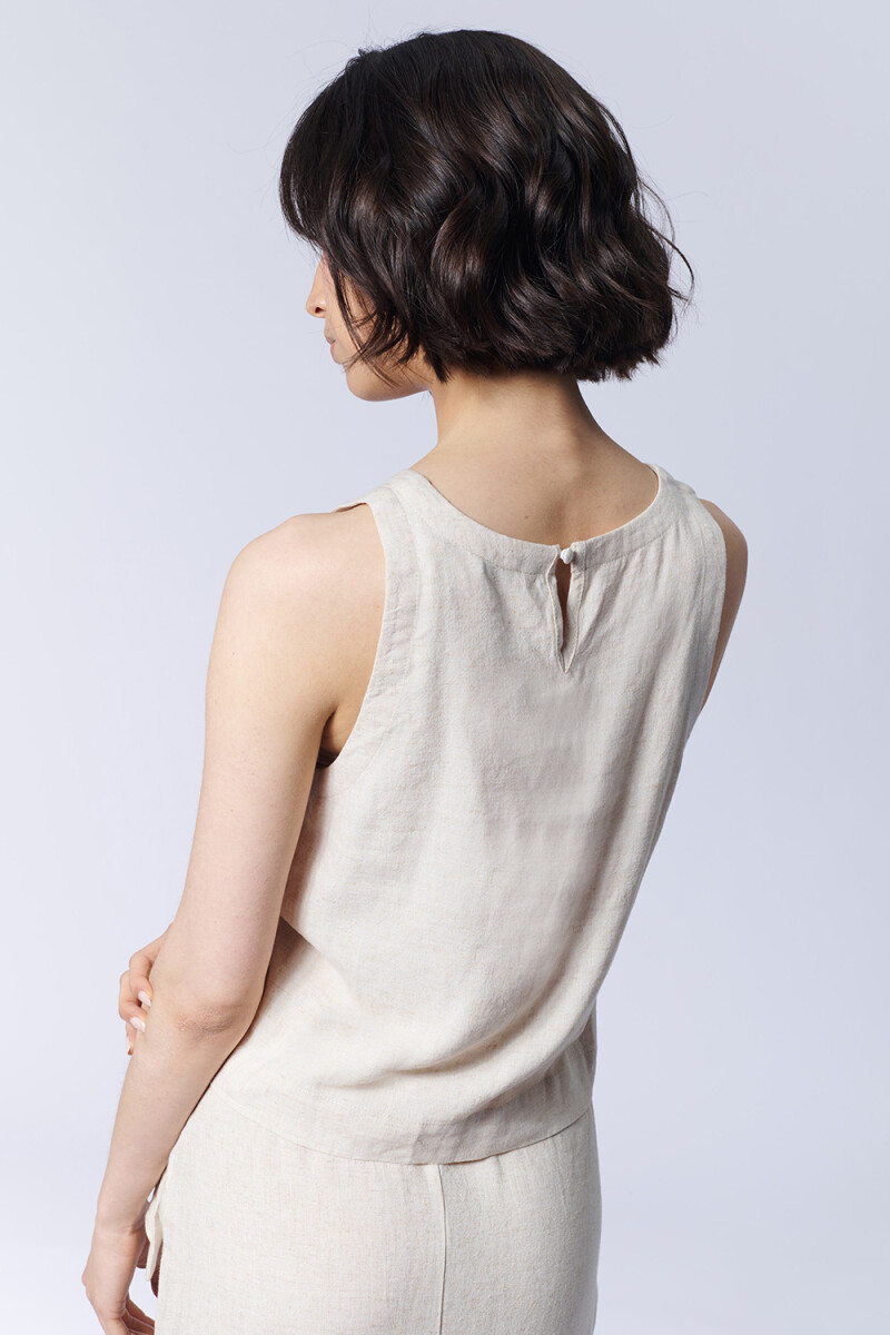 Top Con Lino Simple Beige