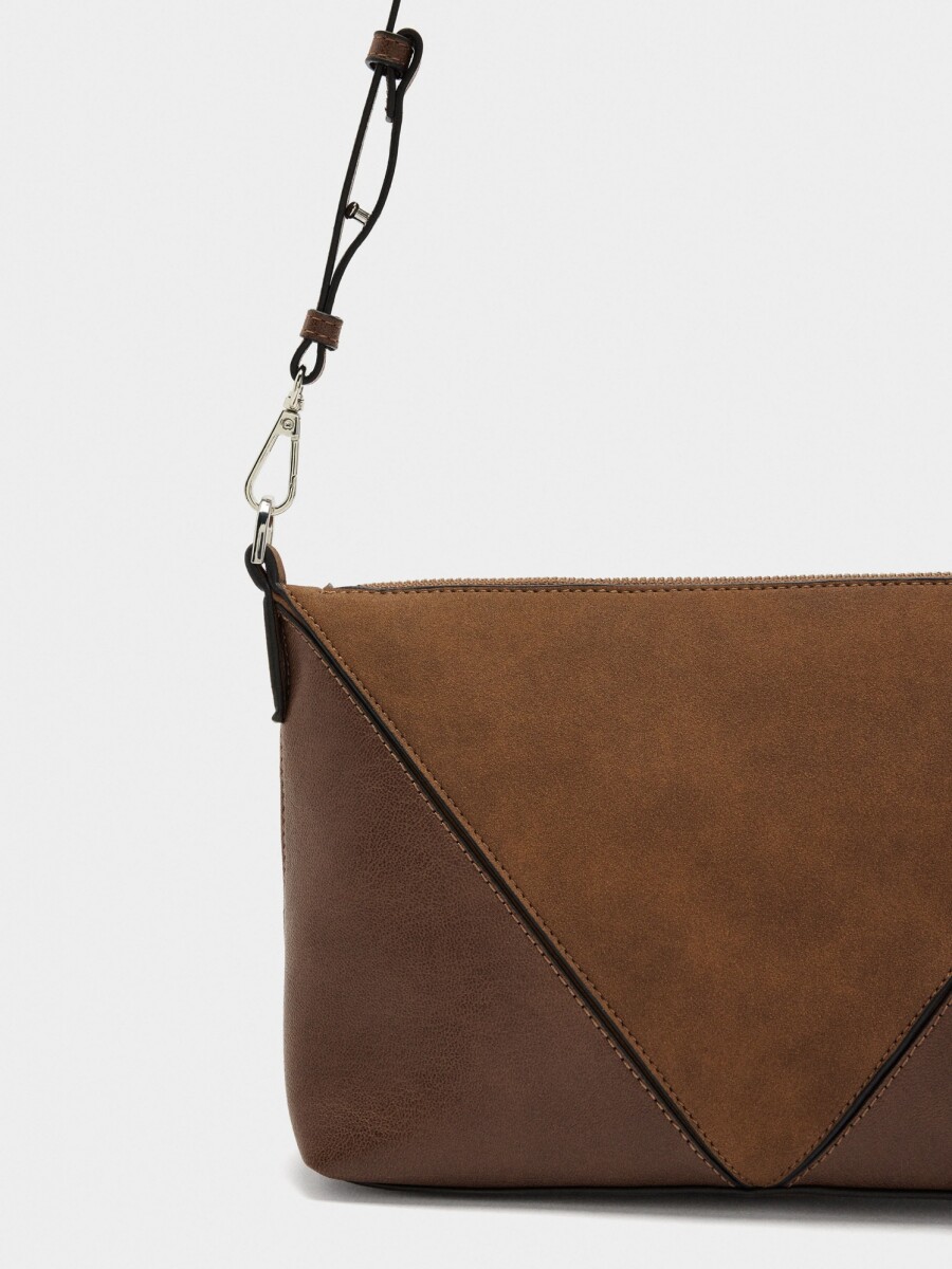 Bolso Bandolera Contraste De Texturas camel