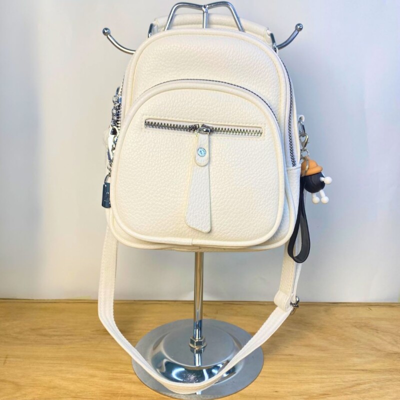 Mochila cuerina Wanna Beige