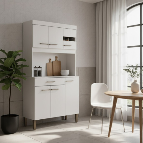 KIT DE COCINA ALACENA COMPACTA ARMARIO APARADOR - 6 PUERTAS 1 CAJÓN BLANCO