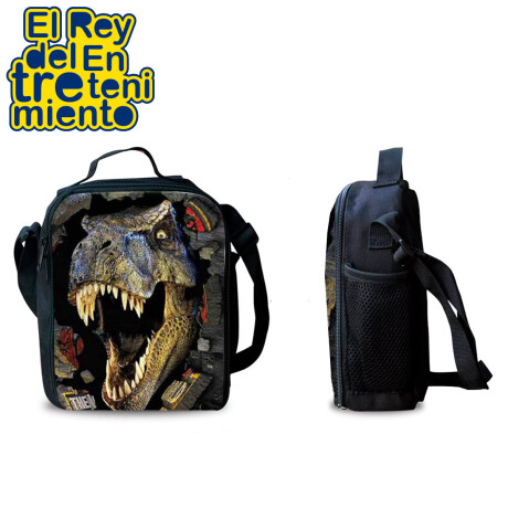 Mochila Escolar 3en1 Lunchera + Cartuchera Dinosaurio Dinosaurio