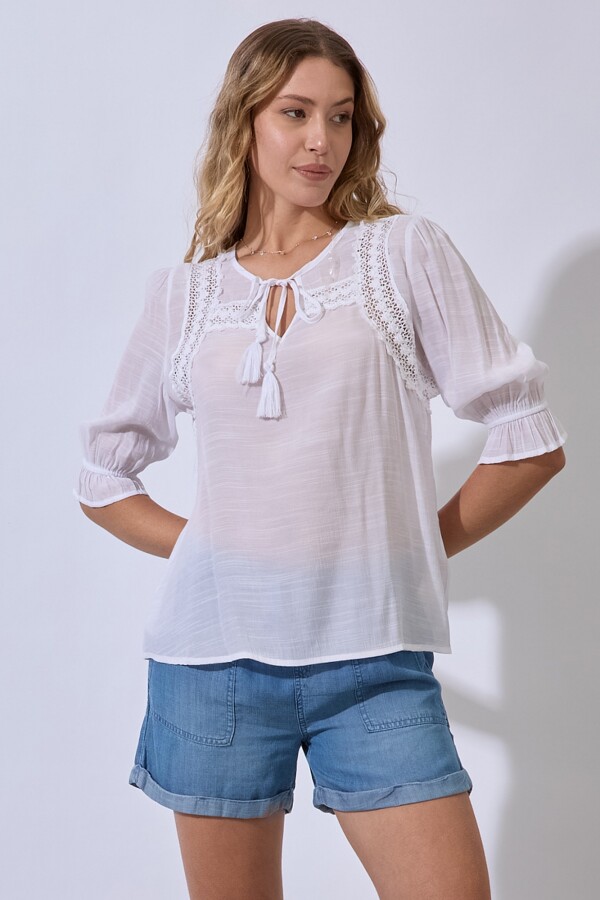 Blusa Lazo Crochet BLANCO